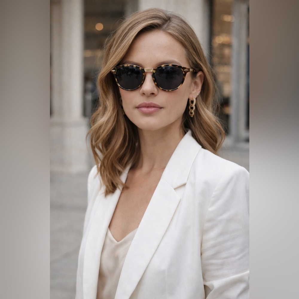 Bertha Kennedy Unisex Black/Gold Tortoise Polarized Sunglasses BR013G